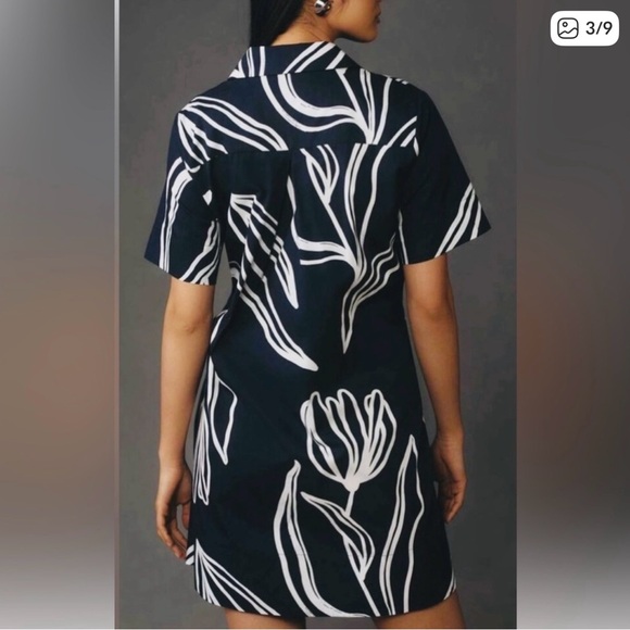 Anthropologie Pollie Dress Navy Mini Dress - Size XS - Picture 2 of 7